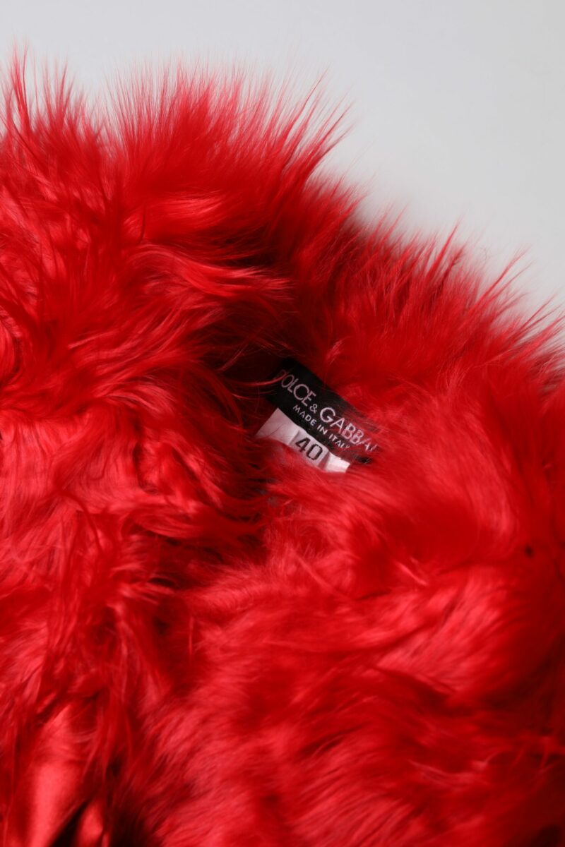 Dolce & Gabbana Red Alpaca Fur Women Neck Warmer Winter Scarf - Image 4