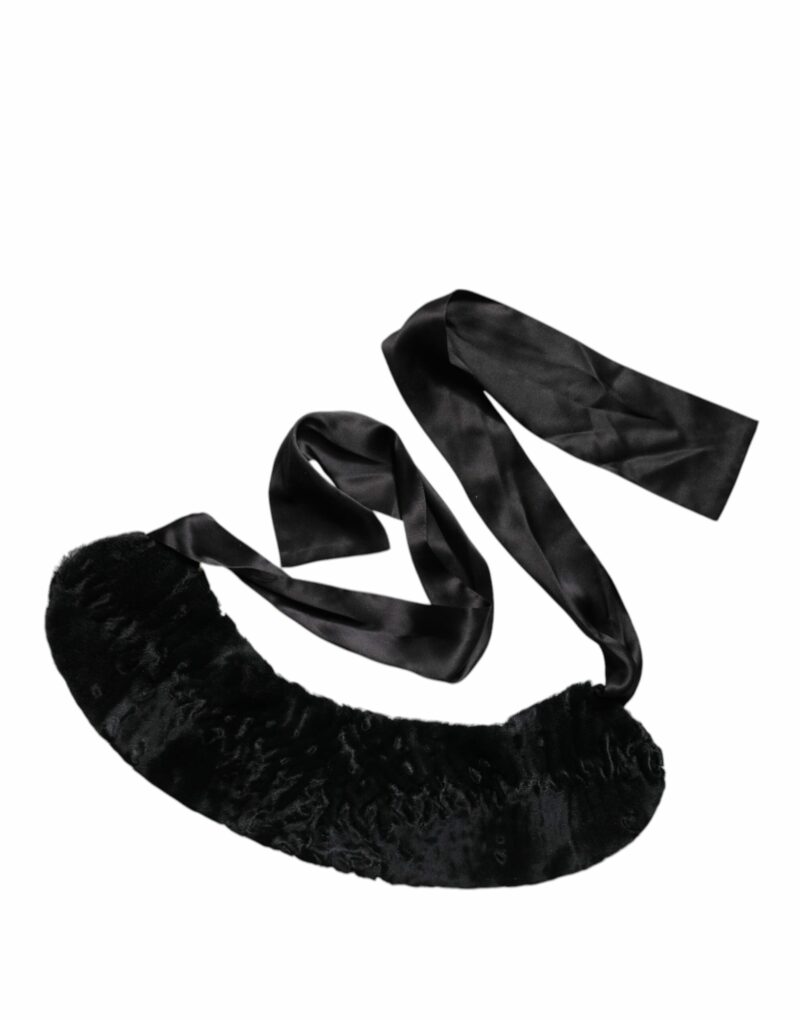 Dolce & Gabbana Black Lamb Fur Women Neck Warmer Winter Scarf - Image 3