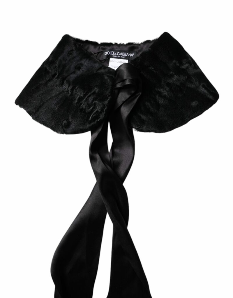Dolce & Gabbana Black Lamb Fur Women Neck Warmer Winter Scarf - Image 5