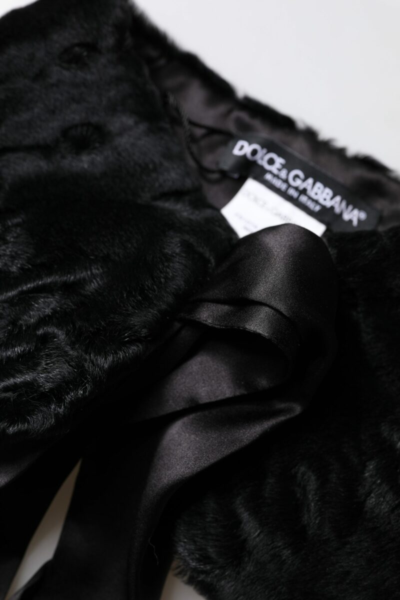 Dolce & Gabbana Black Lamb Fur Women Neck Warmer Winter Scarf - Image 6