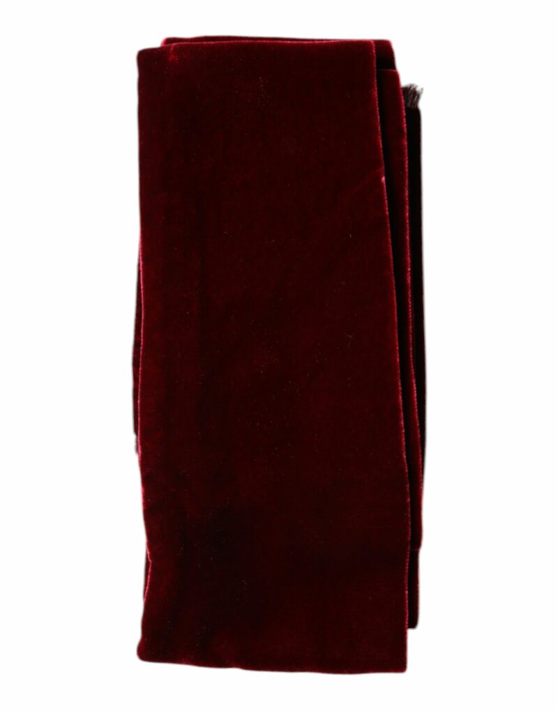 Dolce & Gabbana Bordeaux Cotton Silk Fringe Shawl Wrap Scarf - Image 2