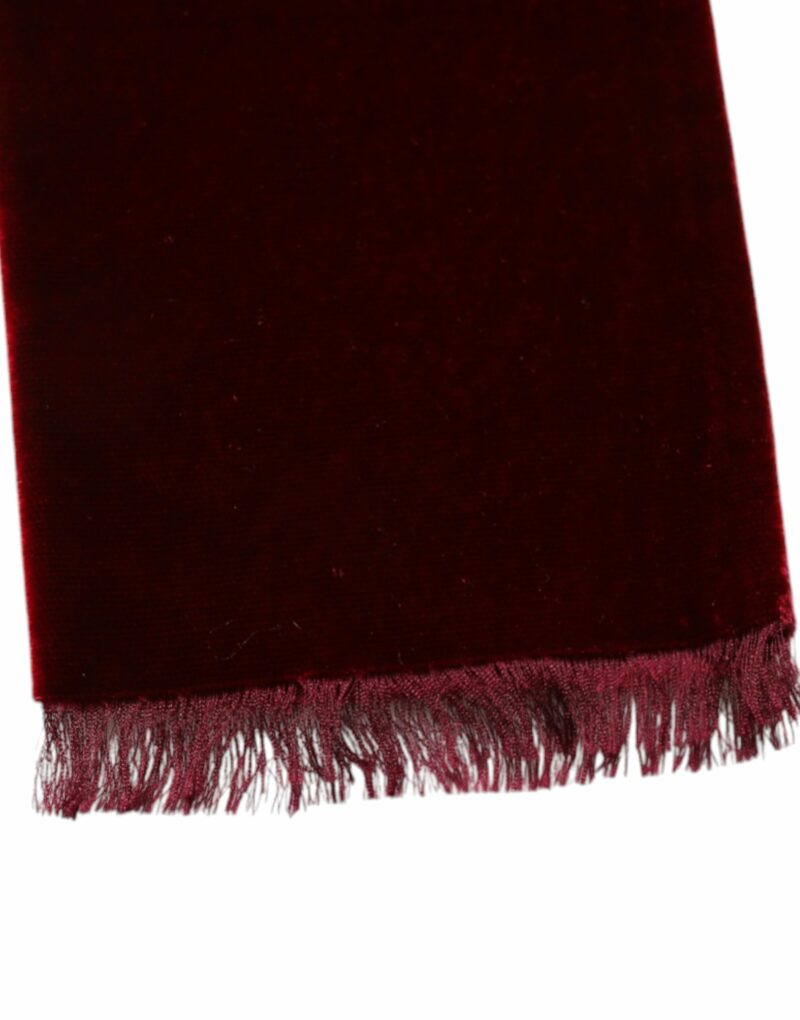 Dolce & Gabbana Bordeaux Cotton Silk Fringe Shawl Wrap Scarf - Image 4