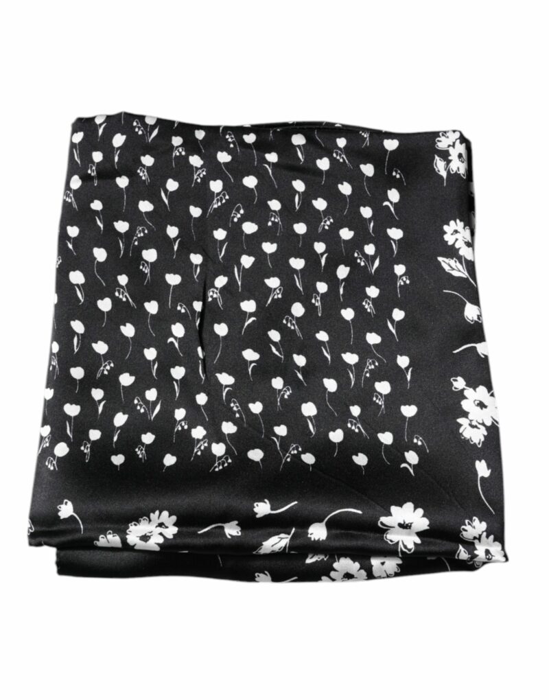 Dolce & Gabbana Black Floral Silk Square Wrap Shawl Scarf - Image 2