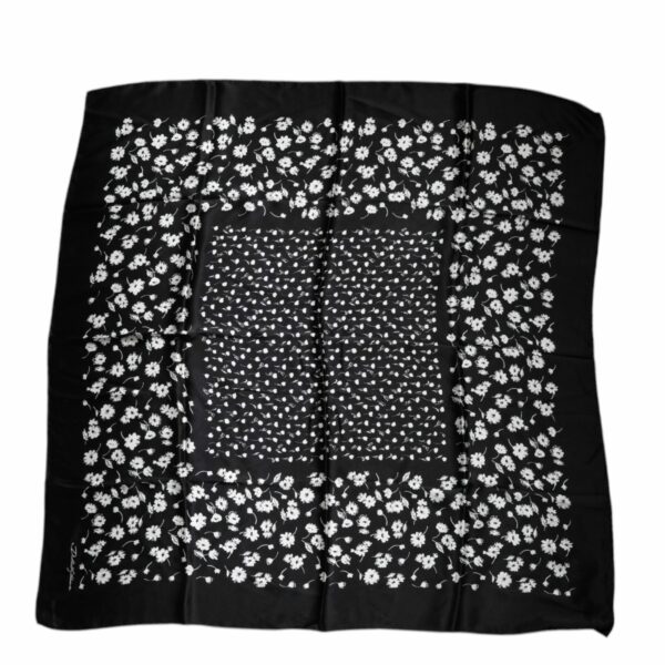 Dolce & Gabbana Black Floral Silk Square Wrap Shawl Scarf