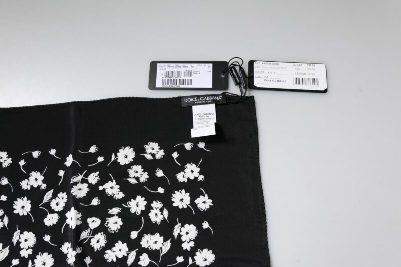 Dolce & Gabbana Black Floral Silk Square Wrap Shawl Scarf - Image 5