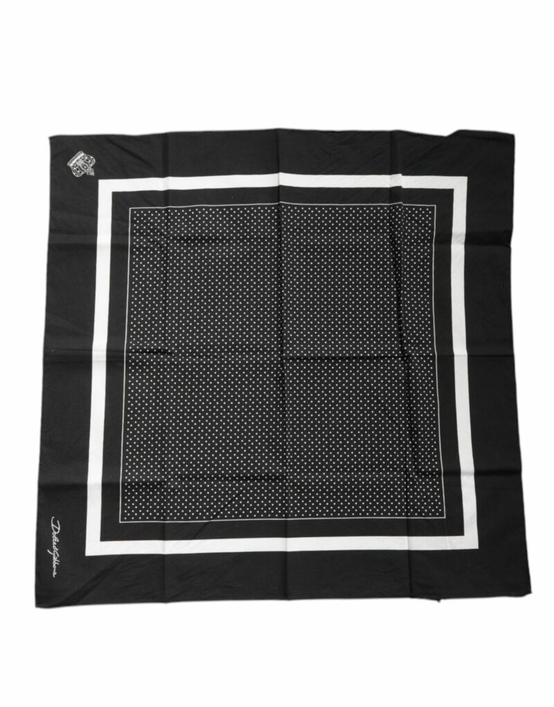 Dolce & Gabbana Black Polka Dots Cotton Handkerchief Scarf - Image 2