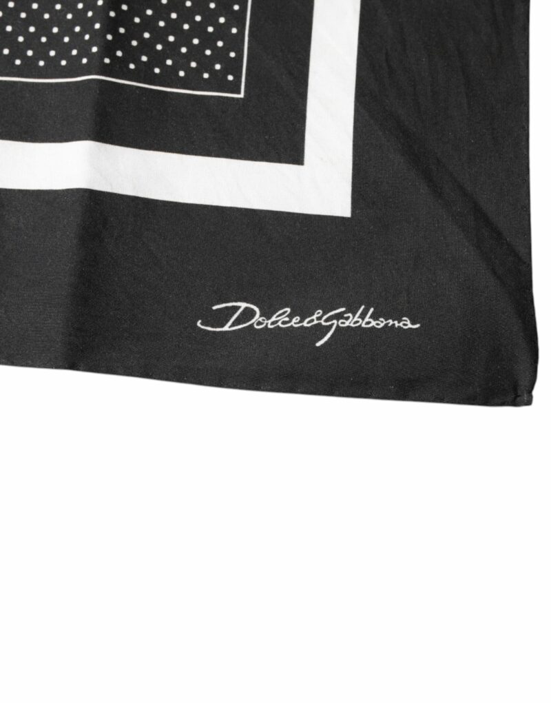 Dolce & Gabbana Black Polka Dots Cotton Handkerchief Scarf - Image 3