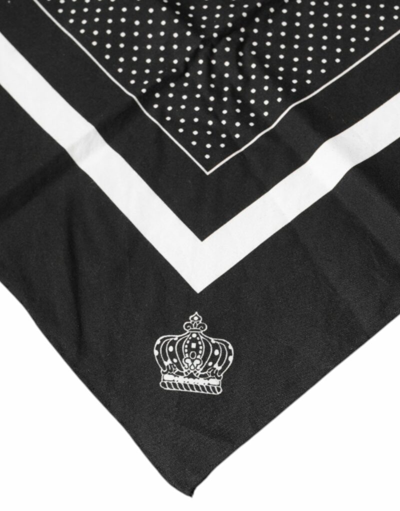 Dolce & Gabbana Black Polka Dots Cotton Handkerchief Scarf - Image 4
