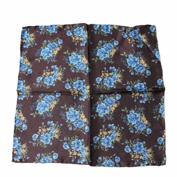 Dolce & Gabbana Brown Floral Fantasy Silk Handkerchief Scarf