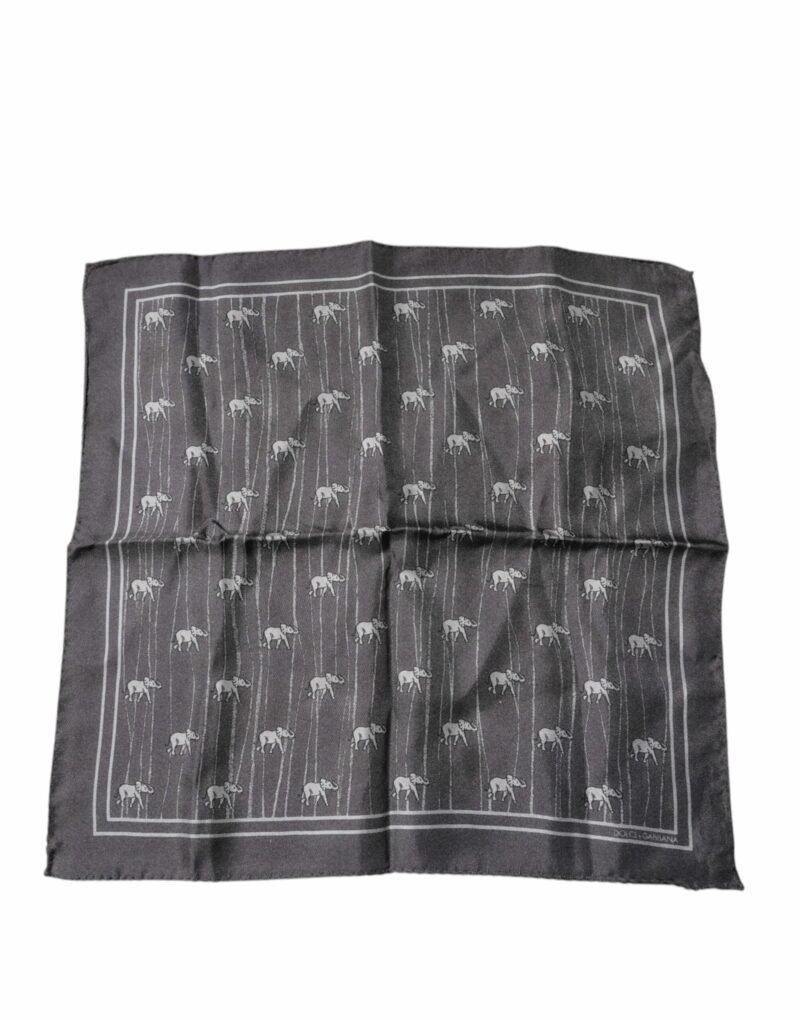 Dolce & Gabbana Brown Elephant Fantasy Handkerchief Scarf - Image 2