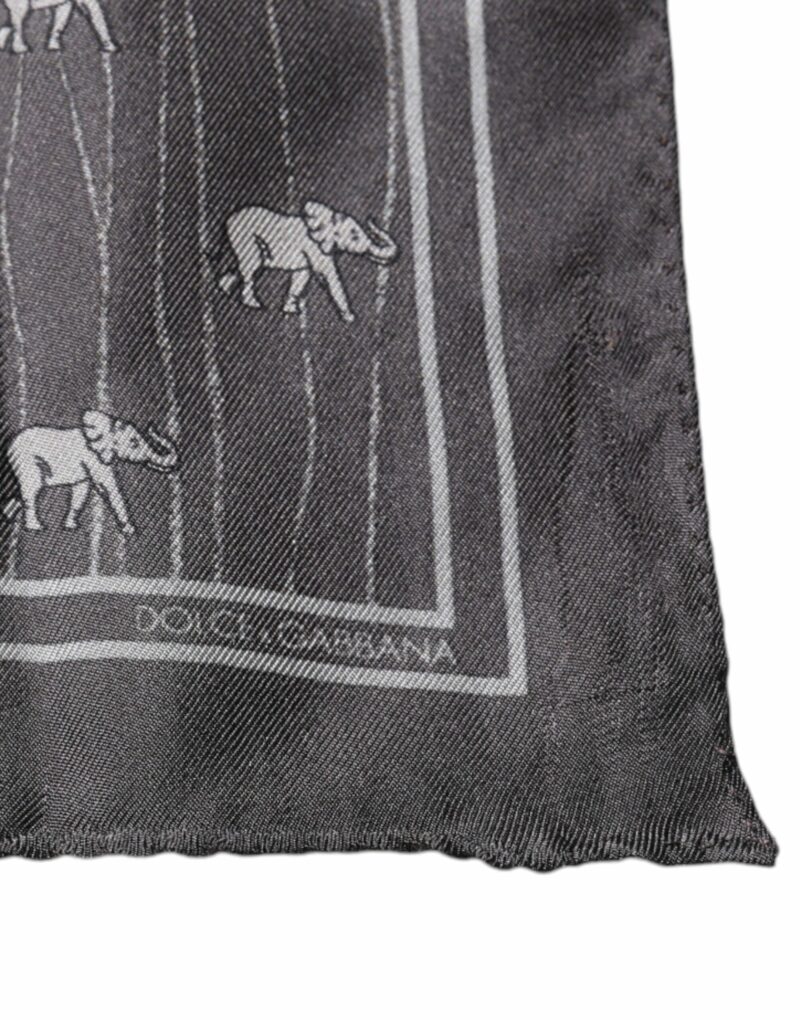 Dolce & Gabbana Brown Elephant Fantasy Handkerchief Scarf - Image 3