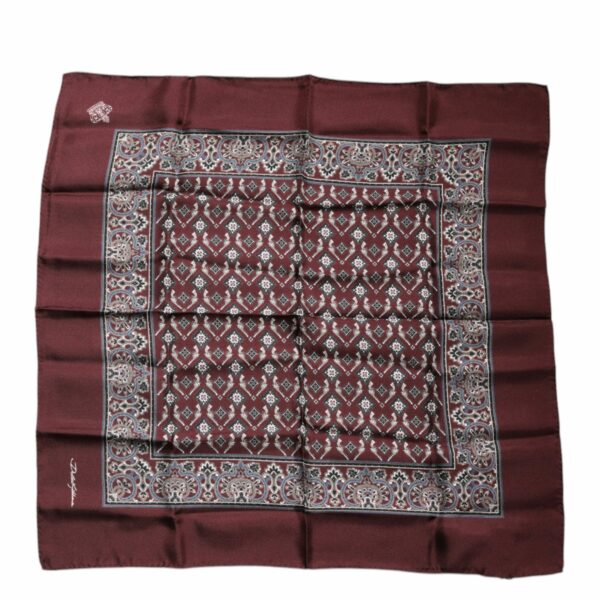 Dolce & Gabbana Maroon Fantasy Silk Square Handkerchief Scarf
