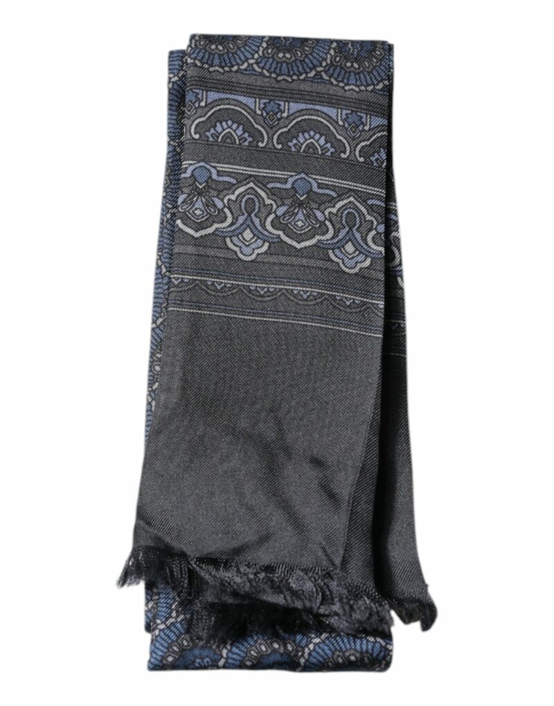 Dolce & Gabbana Dark Blue Fantasy Silk Neck Wrap Shawl Scarf - Image 2