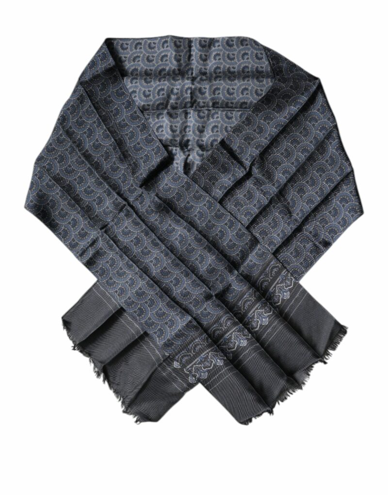 Dolce & Gabbana Dark Blue Fantasy Silk Neck Wrap Shawl Scarf - Image 3