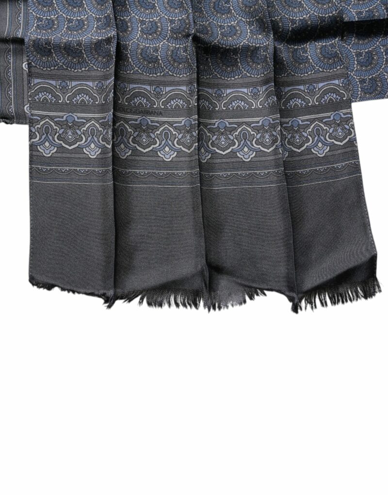 Dolce & Gabbana Dark Blue Fantasy Silk Neck Wrap Shawl Scarf - Image 4