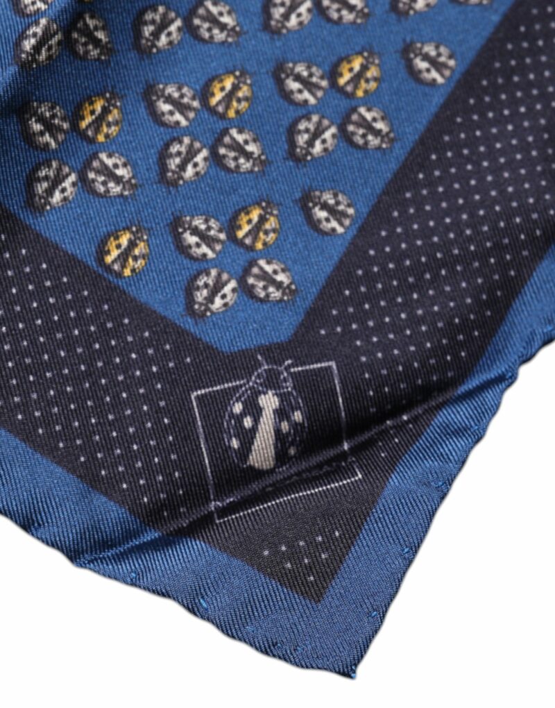 Dolce & Gabbana Blue Lady Bug Silk Square Handkerchief Scarf - Image 5