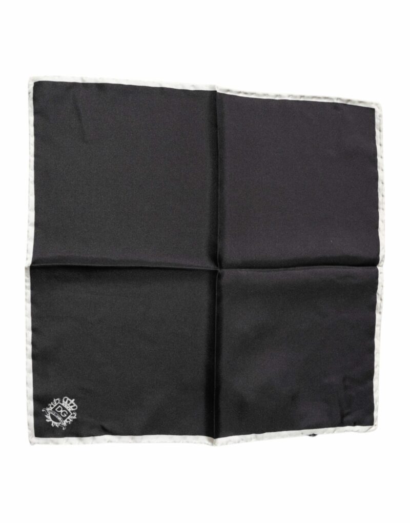 Dolce & Gabbana Black Crown Logo Square Handkerchief Scarf - Image 2