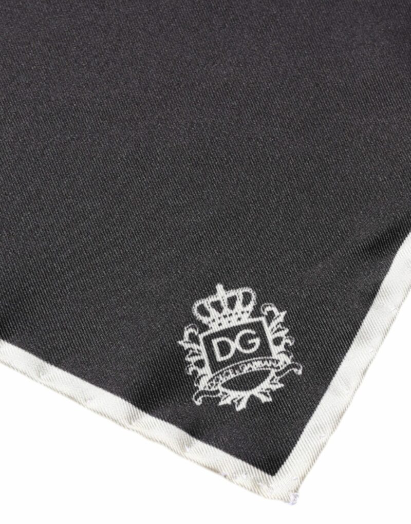 Dolce & Gabbana Black Crown Logo Square Handkerchief Scarf - Image 5