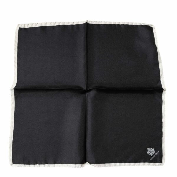 Dolce & Gabbana Black Crown Logo Square Handkerchief Scarf