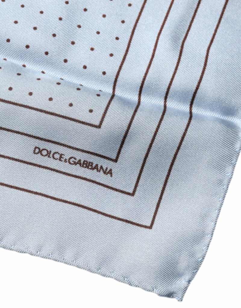Dolce & Gabbana Sky Blue Polka Dots Square Handkerchief Scarf - Image 4