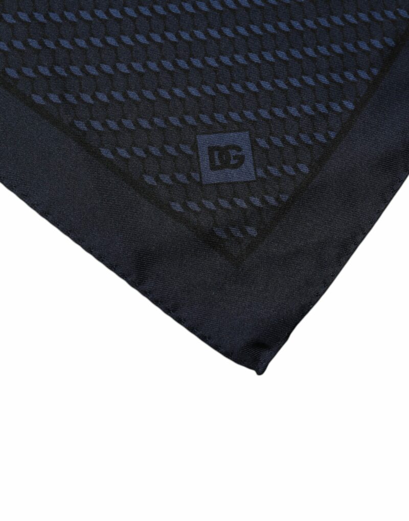 Dolce & Gabbana Dark Blue Fantasy Square Handkerchief Scarf - Image 4