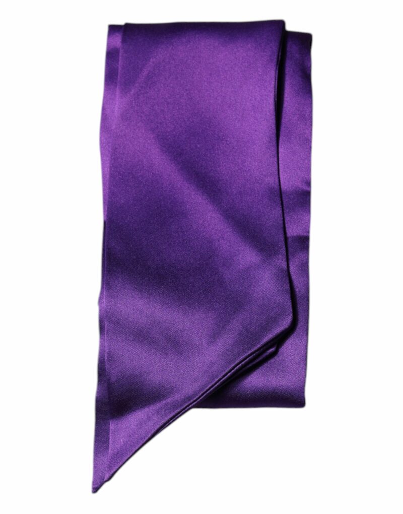 Dolce & Gabbana Purple Satin Silk Skinny Neck Foulard Scarf - Image 2