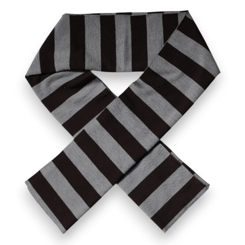 Dolce & Gabbana Black Gray Stripes Wool Neck Wrap Scarf - Image 5