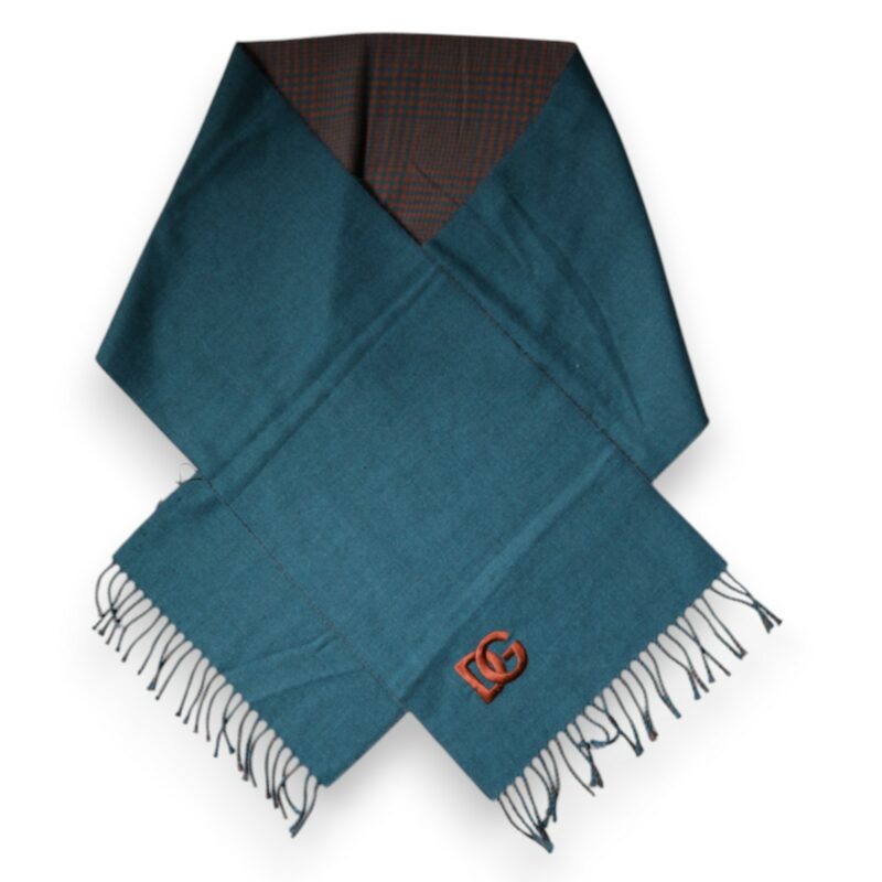 Dolce & Gabbana Blue Green Wool Fringes Wrap Shawl Scarf - Image 5