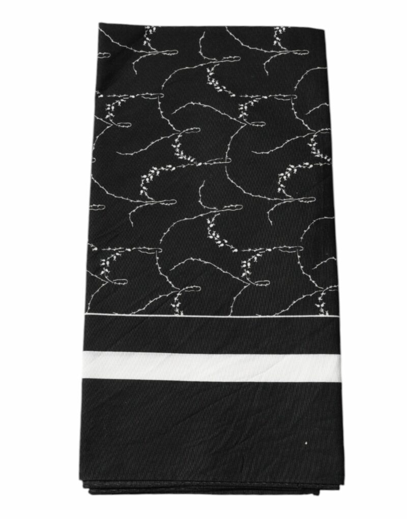 Dolce & Gabbana Black Patterned Cotton Handkerchief Scarf - Image 2