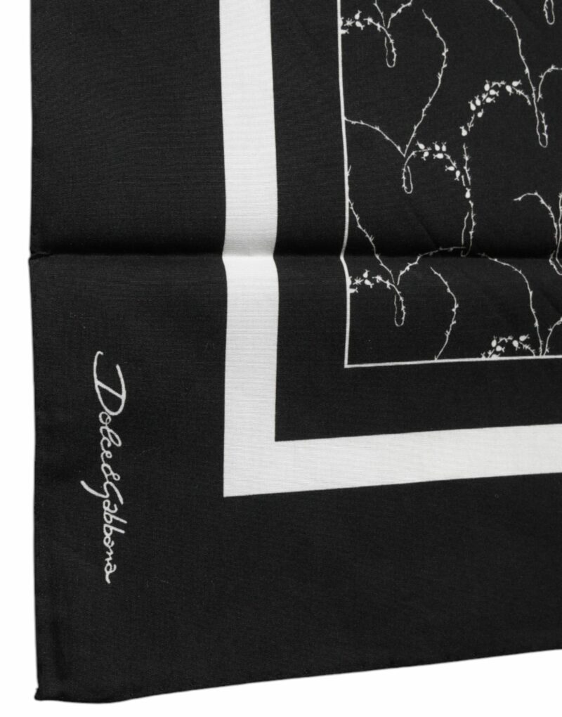 Dolce & Gabbana Black Patterned Cotton Handkerchief Scarf - Image 3
