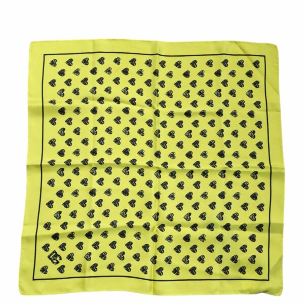 Dolce & Gabbana Yellow Hearts Silk Square Bandana Scarf