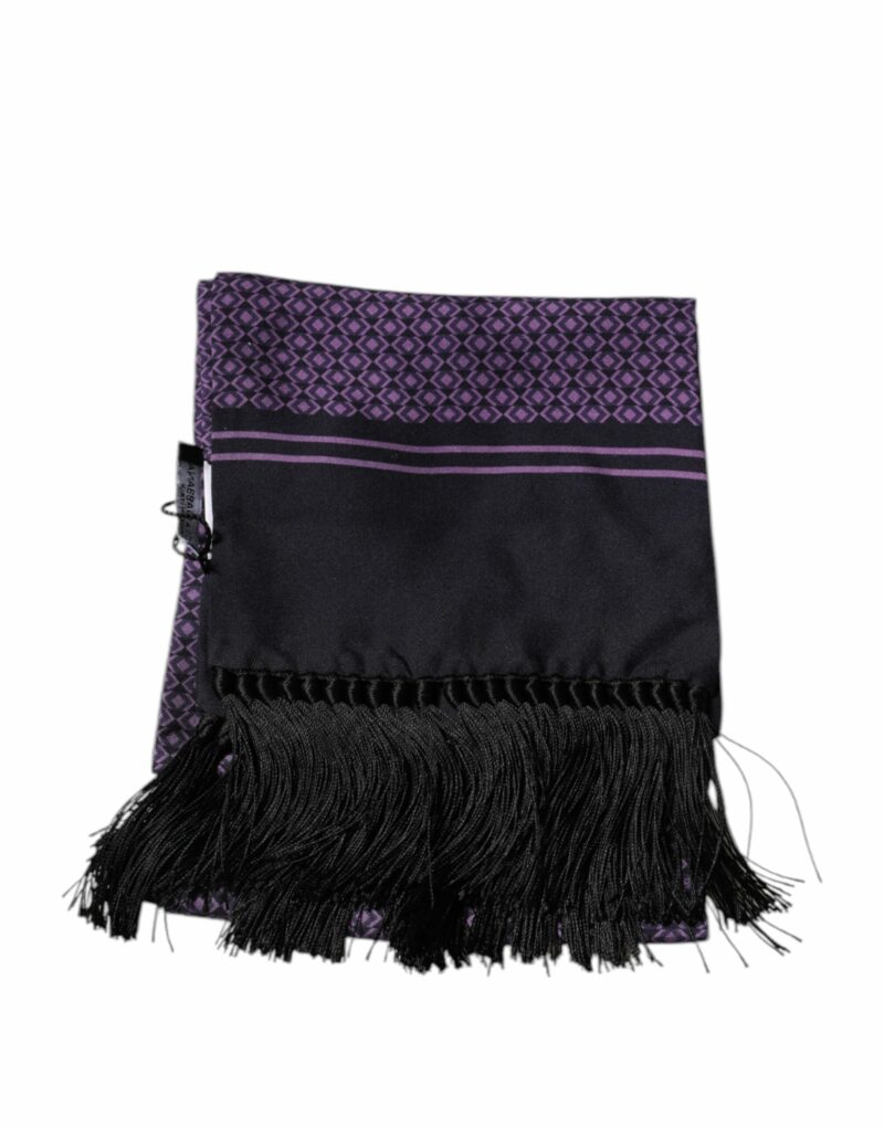 Dolce & Gabbana Purple Fantasy Silk Fringes Neck Wrap Scarf - Image 2