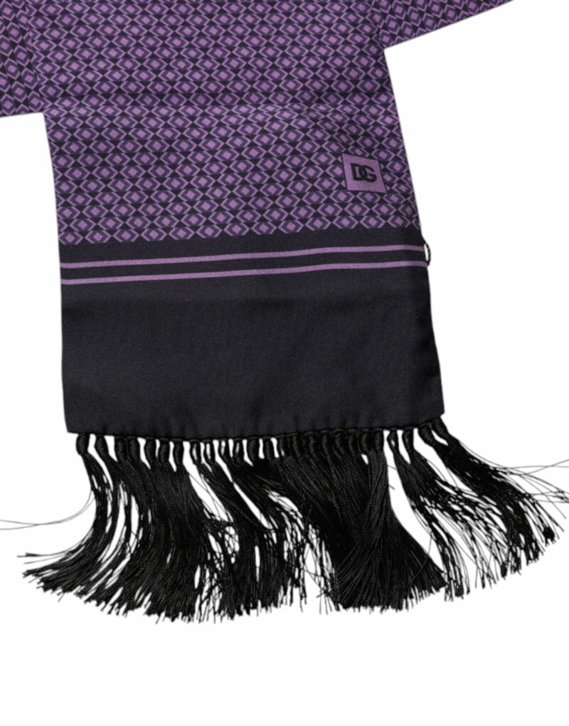 Dolce & Gabbana Purple Fantasy Silk Fringes Neck Wrap Scarf - Image 3