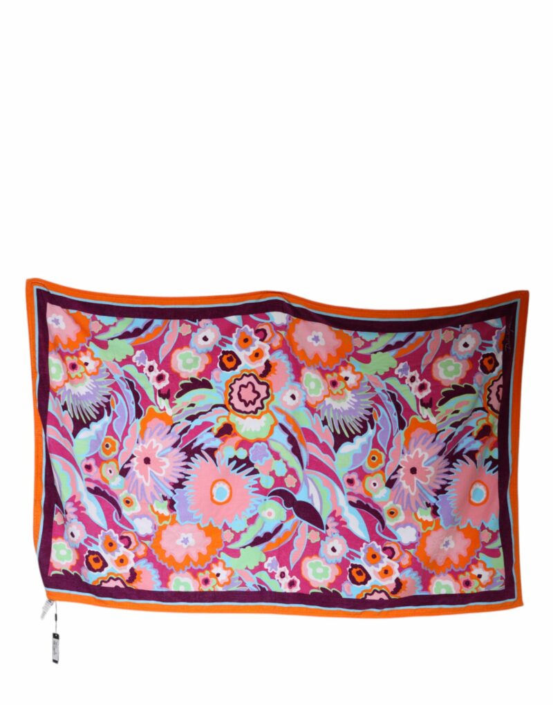 Dolce & Gabbana Multicolor Floral Print Cotton Beach Towel - Image 2