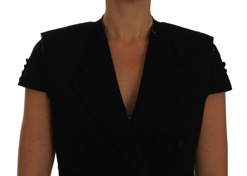 Dolce & Gabbana Chic Black Cropped Blazer Coat - Image 3