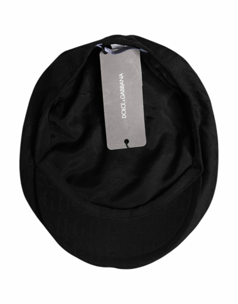 Dolce & Gabbana Black Wool Newsboy Capello Cabbie Hat - Image 6