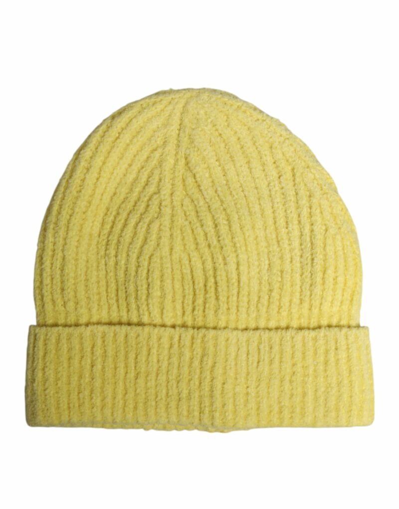 Dolce & Gabbana Yellow Cotton Knitted Winter Beanie Hat - Image 3