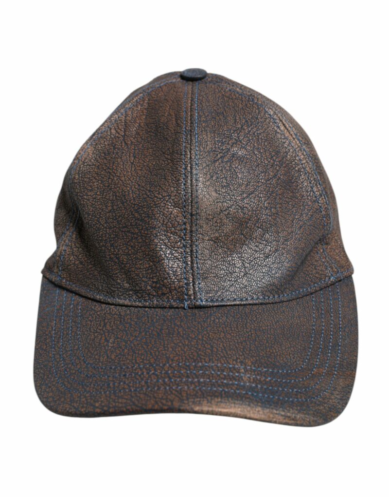 Dolce & Gabbana Brown Goatskin Leather Baseball Cap - Image 2
