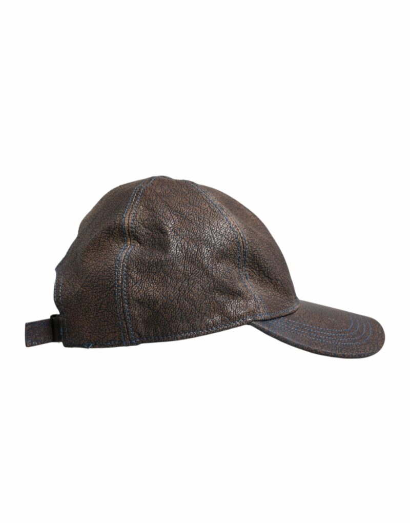 Dolce & Gabbana Brown Goatskin Leather Baseball Cap - Image 3