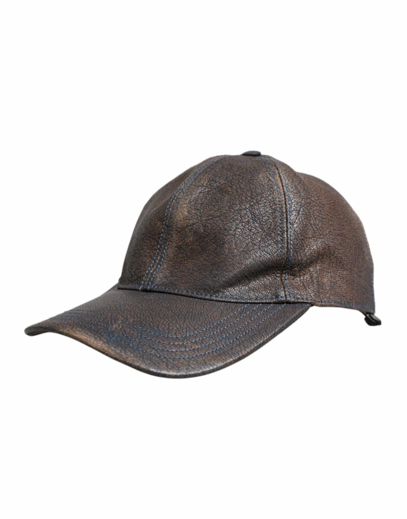 Dolce & Gabbana Brown Goatskin Leather Baseball Cap - Image 4
