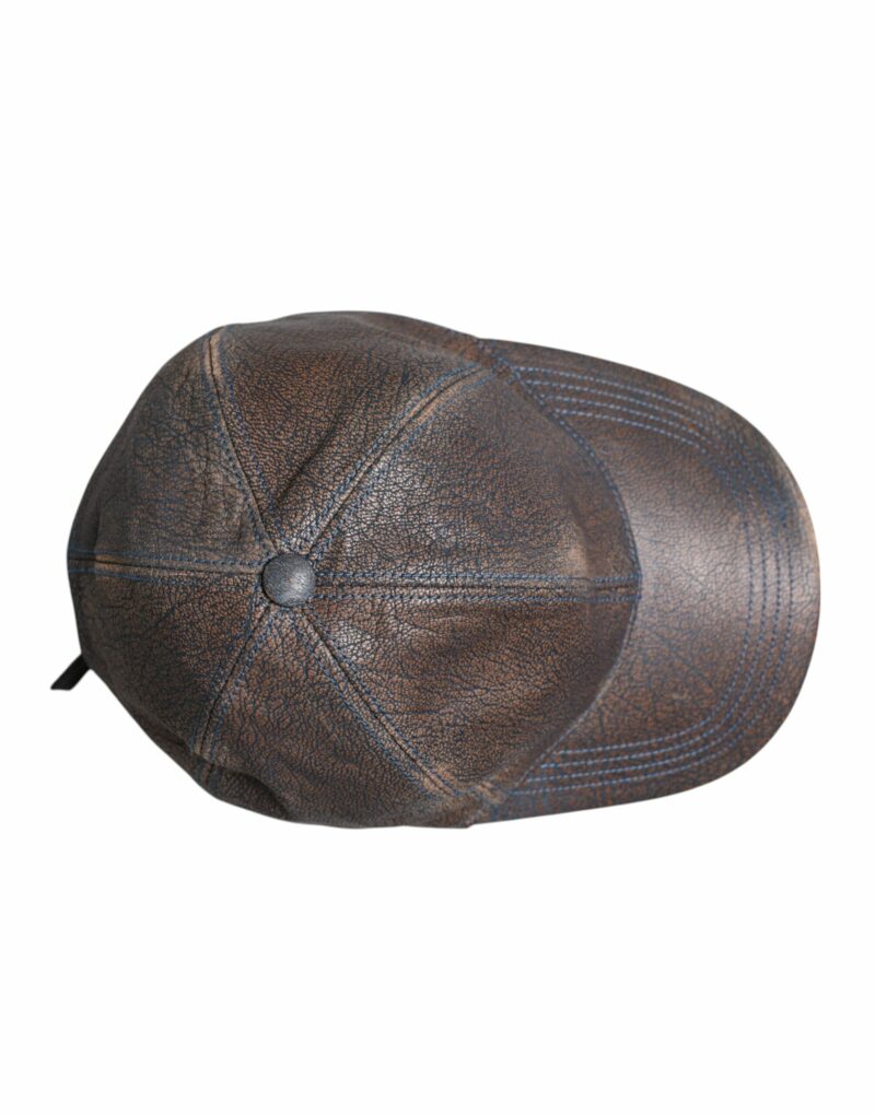 Dolce & Gabbana Brown Goatskin Leather Baseball Cap - Image 5