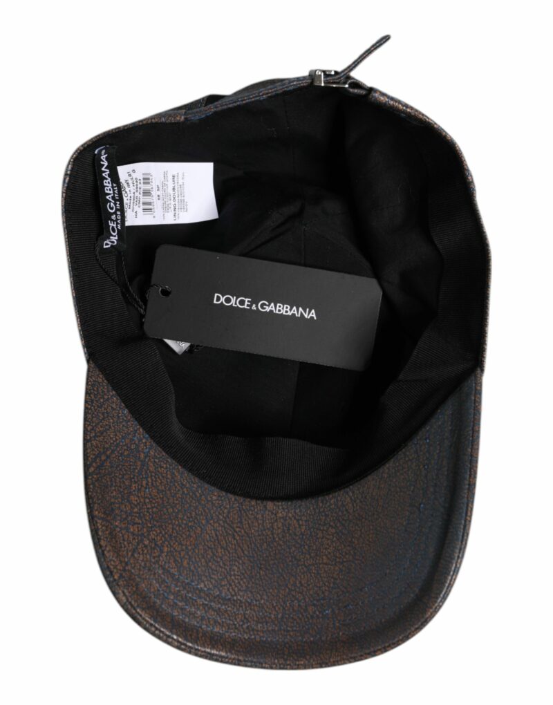 Dolce & Gabbana Brown Goatskin Leather Baseball Cap - Image 6