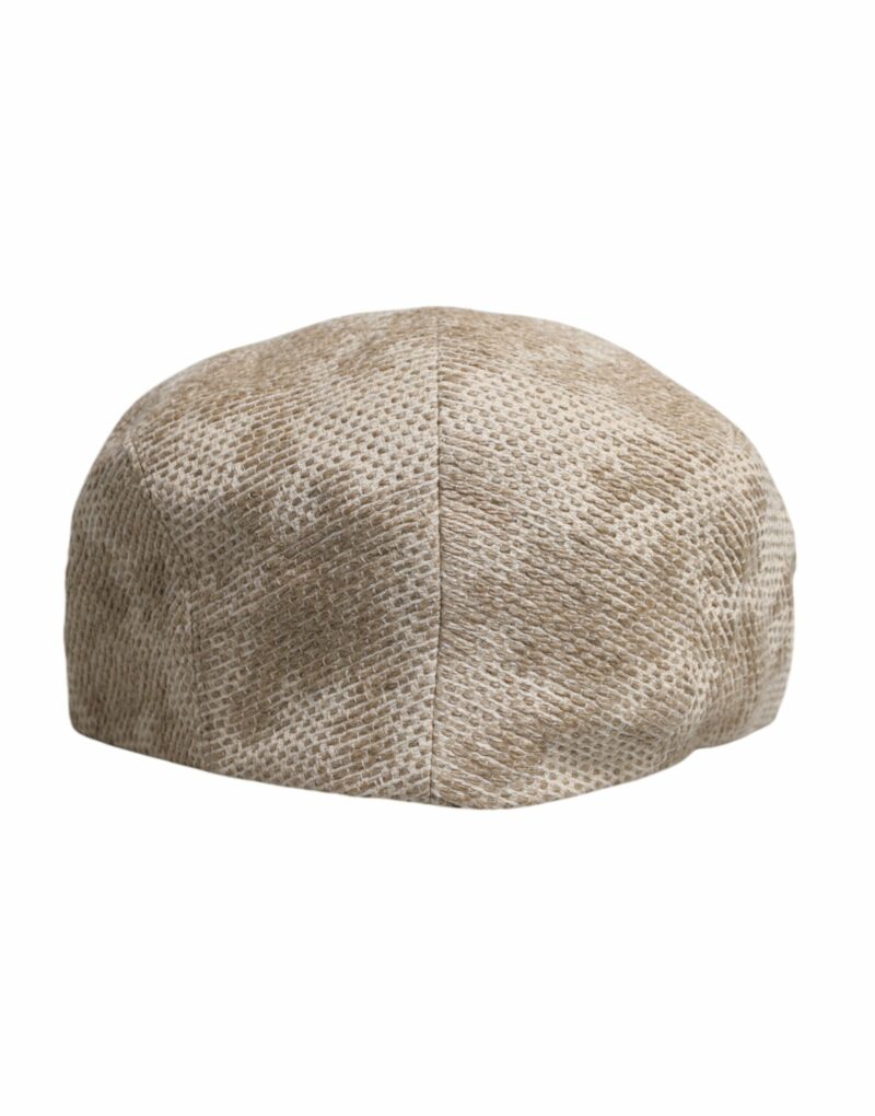 Dolce & Gabbana Beige Floral Linen Newsboy Hat - Image 4