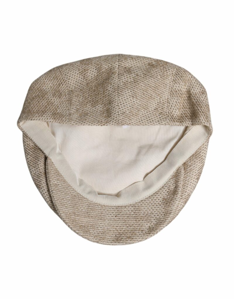 Dolce & Gabbana Beige Floral Linen Newsboy Hat - Image 7