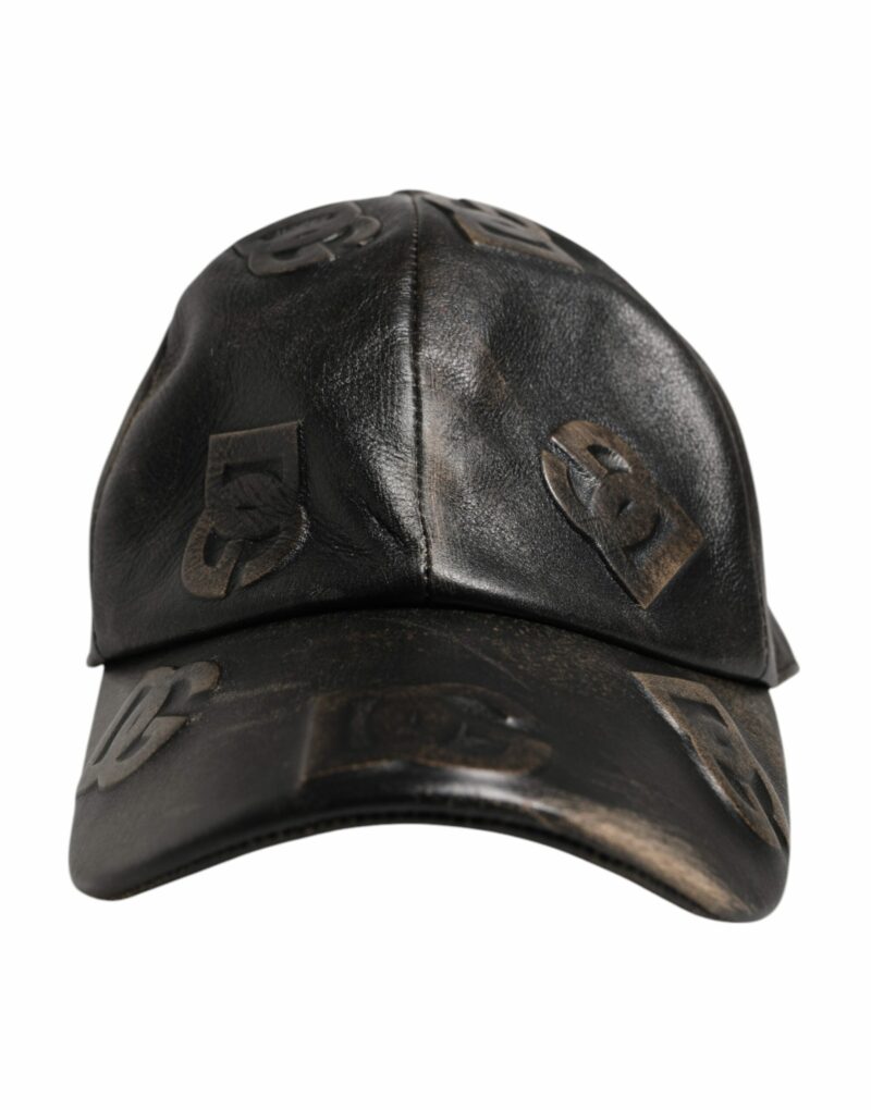 Dolce & Gabbana Brown Leather Logo Monogram Baseball Cap - Image 2