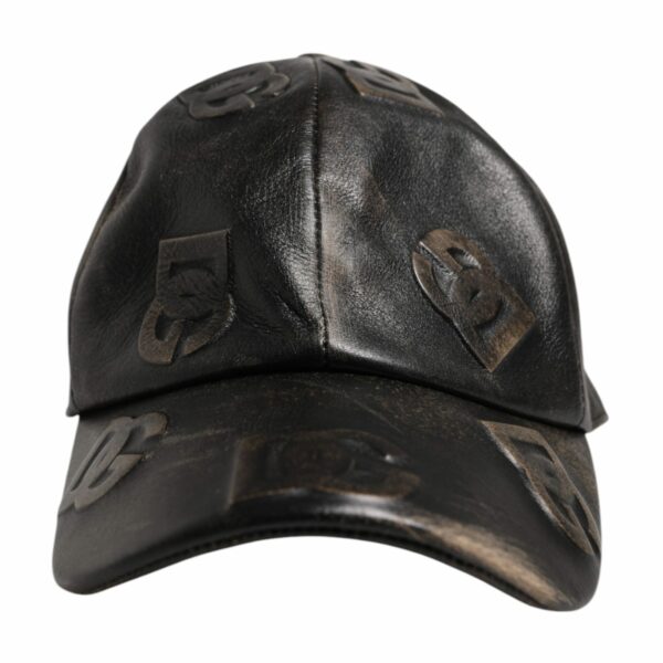 Dolce & Gabbana Brown Leather Logo Monogram Baseball Cap