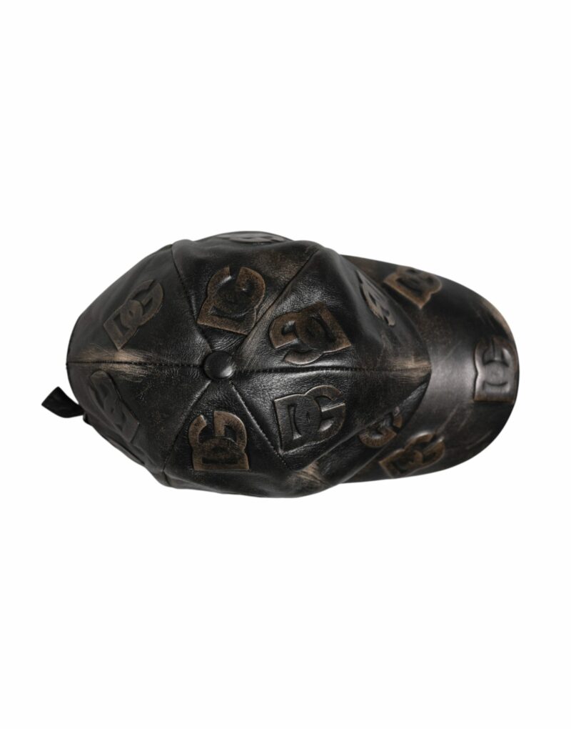 Dolce & Gabbana Brown Leather Logo Monogram Baseball Cap - Image 5