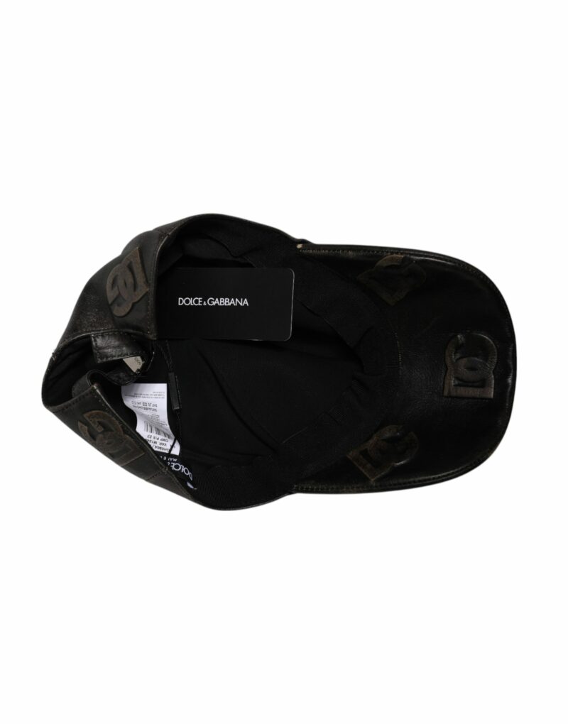 Dolce & Gabbana Brown Leather Logo Monogram Baseball Cap - Image 7