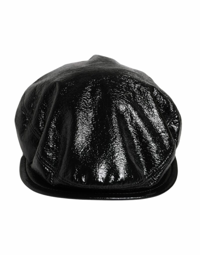 Dolce & Gabbana Black Glossy Cotton Newsboy Hat - Image 2