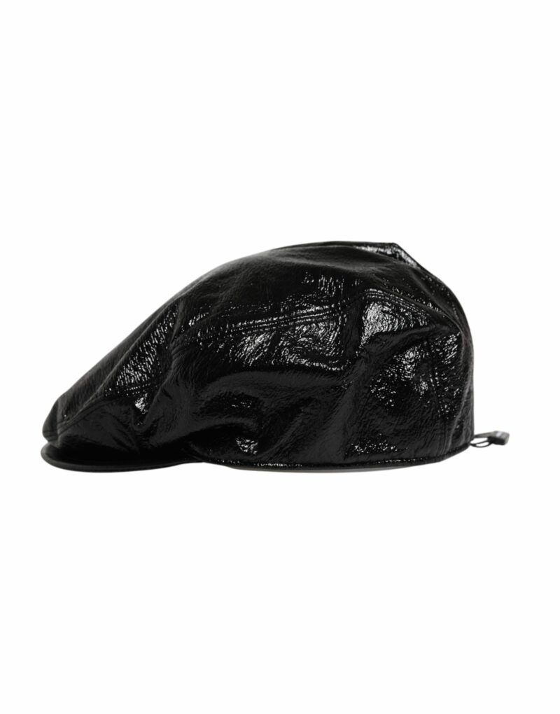 Dolce & Gabbana Black Glossy Cotton Newsboy Hat - Image 4